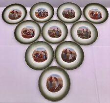 Set of Ten Faience Transferware Plates With Millet Farming Scenes, Early 1900s picture