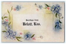 1910 Greetings From Flowers Leaves Beloit Kansas Vintage Antique Posted Postcard picture