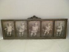 Vintage Wall Hanging Picture Little Girl Five Photo Section Wood Frame picture