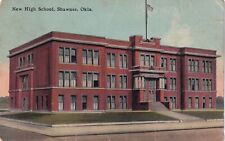 Shawnee Oklahoma OK New High School 1917 Canadian Flag on Roof Postcard D26 picture