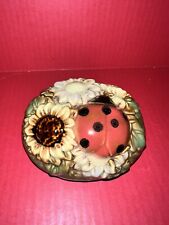 Vintage Ceramic Decorative Ladybug Sunflower Figurine Paper Weight RARE picture