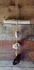 Double Hagstone Mobile Hanging Driftwood Odin Witch Stone 2 Protection Luck picture