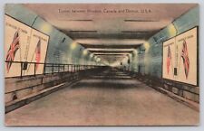 Tunnel Between Windsor Canada and Detroit Michigan c1935 Vintage Postcard picture