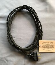 BLACK  8’ Vintage Lamp Cord ~ Twisted Cloth Covered Wire-vintage Black Plug picture