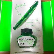 Pelikan M205 Duo Fountain Pen Neon Green BB Nib Ink Set Boxed picture