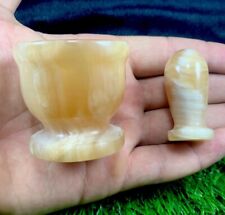 Honey Calcite Stone Pestle And Morter Polished, For Kitchen   picture