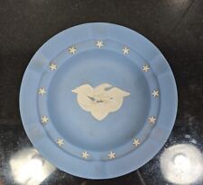 Wedgwood Ashtray Plate Vtg Jasperware Blue White Eagle Stars 7 Inches  picture
