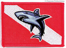 SCUBA DIVING PATCH SHARK DIVER DOWN RED embroidered iron-on SOUVENIR EMBLEM new picture