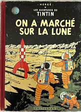 Tintin Herge On a Marché sur La Lune EO French PDG Bleu Fonce 1954 picture