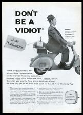 1960 Vespa scooter moped photo Kimble Glass TV picture tube vintage print ad picture