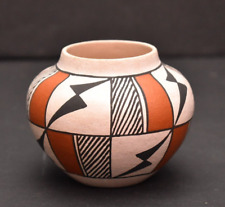 Native American Pottery Acoma Pueblo  Polychrome Pot Olla  By F Concho 3.75