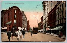 Court Street Watertown New York Ny Trolley 1909 Cancel Pm Postcard picture