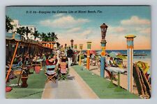 Miami Beach FL-Florida, Cabana Life at Miami Beach, Antique Vintage Postcard picture