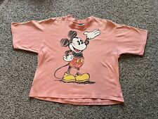 Vintage Disney Character Fashions Mickey Mouse Cropped  Pink Cotton T-shirt OSFA picture