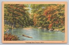 Greetings from Bangor Michigan Linen Postcard No 4053 picture