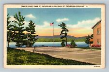 Catherine VT-Vermont, Catherine Inn, Lake, Tennis Court, c1938 Vintage Postcard picture