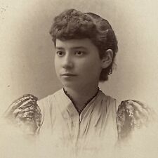 Antique Cabinet Card Photograph Beautiful Demure Young Woman Springfield MA picture