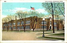 Moorhead Minnesota High School Building Streetview WB Cancel WOB Postcard picture