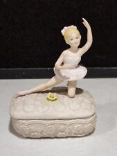 Enesco SWAN LAKE Vintage 1986 Ceramic Ballerina Trinket Box Figurine picture