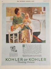 1925 Print Ad Kohler of Kohler Plumbing Fixtures Mom,Baby in Bathroom Wisconsin picture