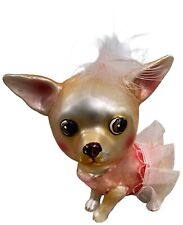 Robert Stanley Chihuahua Dog in Pink Tutu Large Christmas Glass Ornament  picture