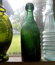 IRON PONTIL SMEDLEY & BRANDT DARK GREEN 1850s BLOB SODA BOTTLE FROM COLUMBIA,PA picture