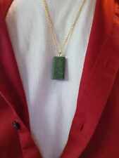 Translucency Jade Jewelry - BC Nephrite jade rectangle drop pendant necklace picture