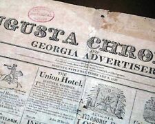 Very Rare AUGUSTA GA Richmond Co. Georgia Southern Antebellum 1826 old Newspaper picture