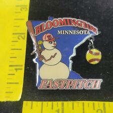 Bloomington snowman Softball Fastpitch MN Minnesota Hat Badge Dange Ball Pin picture