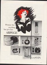 Vintage advertising print ad Fashion Perfume Lanvin Arpege Gift Sets Lady 1963 picture