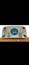 Vintage Western Belt Buckle w/Turquoise Stones Marked Nickel Silver (K-1) picture