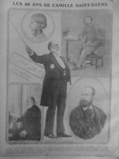 1892 1915 Camille Saint Saens 9 Newspapers Antique picture