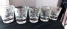 5 Vintage Floral Etched Clear Shot Glass 2.25” Heavy Bottom Set of 5 Never used picture