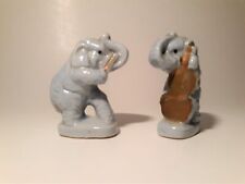 Vintage Ceramic Elephant Figurines Made in Japan Hand Painted Blue Lot of 2 picture