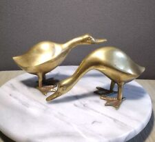 Vintage Solid Brass Ducks Geese Lot of 2 picture