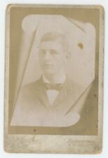 Antique c1880s Tromp L'oeil Cabinet Card Handsome Young Man Bow Tie Hagerstown picture