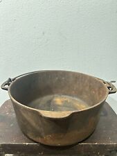 Antique Unmarked Cast Iron Dutch Oven Pot with Bail Handle Double Side Handles picture