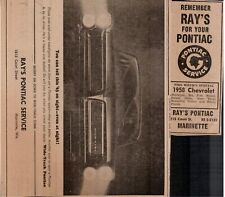 1950's Ray's Pontiac Service Marinette Wisconsin x2 Newspaper Print Ads picture