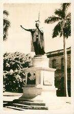1930s TWO RPPC Hawaii King Kamehameha Statue, Sunset at Ala Moana Beach picture