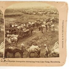 Russian Soldiers Retreating Stereoview c1905 Russo-Japanese War Manchuria A1852 picture