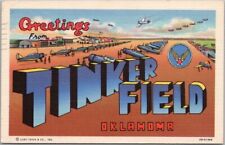 TINKER FIELD Oklahoma Large Letter Postcard Air Force Base OKC Linen 1943 Cancel picture