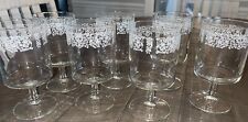 Set of 7 Vtg MCM Culver Style White W/basket Square Bowl Wine Glasses 6.75