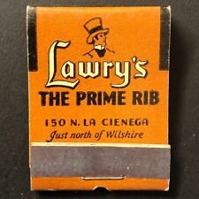 Lawry's The Prime Rib Restaurant LA Full Matchbook Chef c1938-47 1st Location* picture