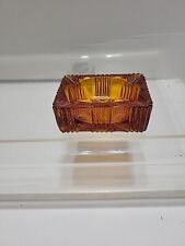 Vintage Amber Glass Starburst Art Deco Ashtray Small Rectangular 3