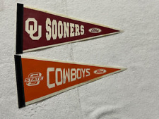 VINTAGE OKLAHOMA AND OKLAHOMA STATE UNIVERSITY MID SIZE PENNANTS picture