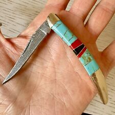 Navajo Turquoise Red Jasper Folding Pocket Knife 2