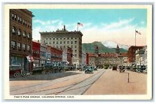 c1920's Pike's Peak Avenue Classic Cars Colorado Springs Colorado CO Postcard picture