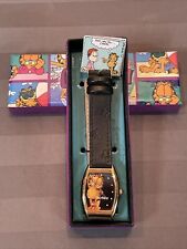 Vintage Paws Garfield Watch Unisex Gold Tone-Black Band-New Old Stock- Case picture