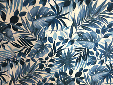 Vintage Kentshire Home Collection Blue Botanical Palm Leaf Upholstery Fabric picture