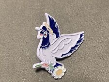 Cherish The Love White Blue Glitter  Dove Hat pin picture